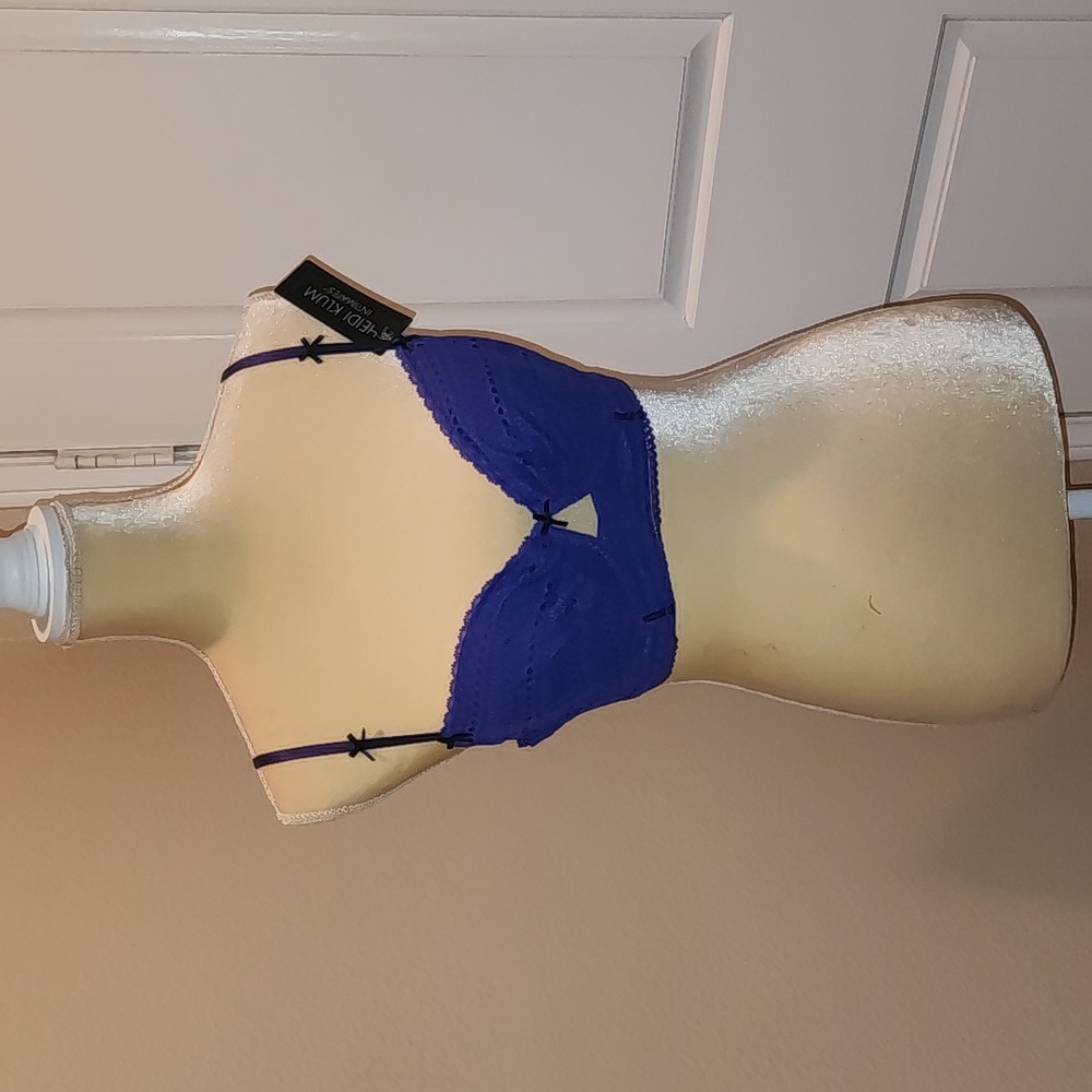 NWT Heidi Klum purple bra with black bows size 34C